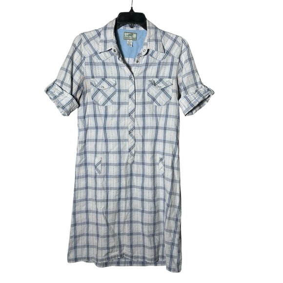 Horny Toad Dresses & Skirts - Horny‎ Toad 100% Cotton Snap Cuffed 3/4 Sleeves Medium Plaid Dress #EF3-4